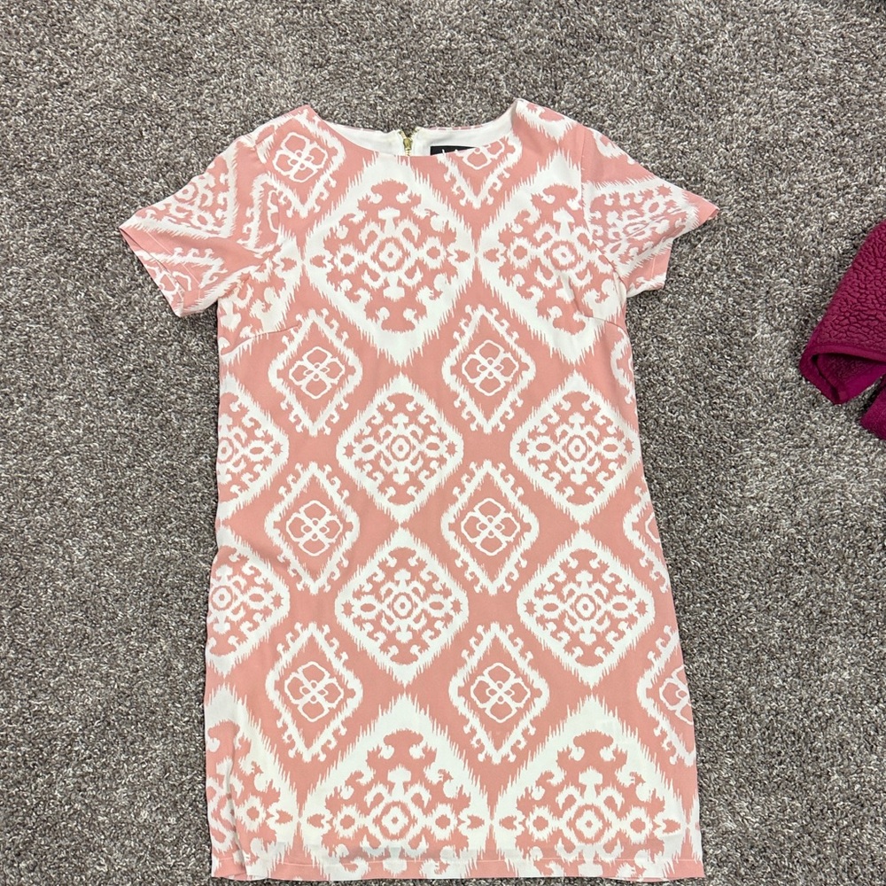 Lulu's Pink and White Patterned Dress